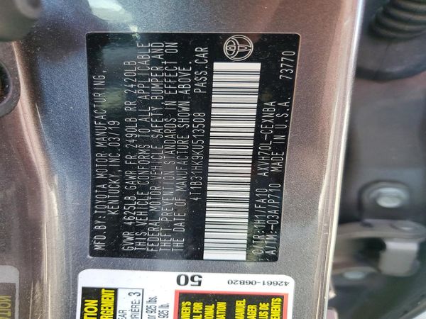 2019 TOYOTA CAMRY LE Hybrid
