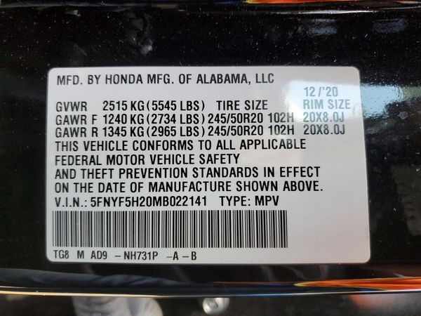 2021 HONDA PILOT SE