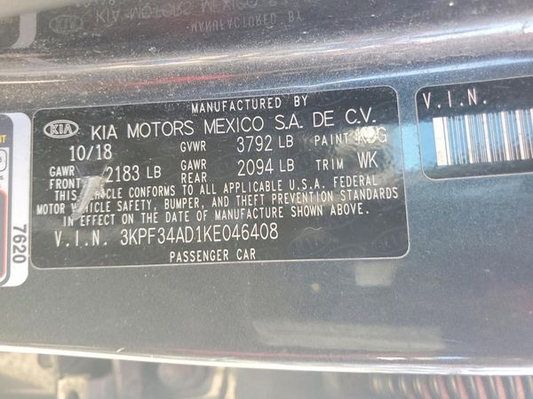 2019 KIA FORTE S/GT Line