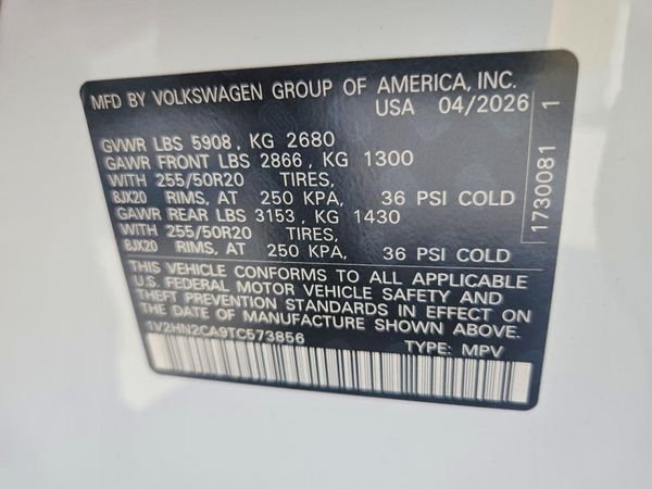 2026 VOLKSWAGEN ATLAS 4Motion SE — VINS