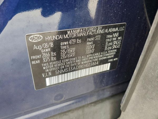 2019 HYUNDAI SANTA FE SEL, SEL Plus