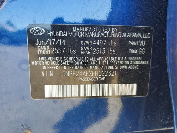 2015 HYUNDAI SONATA SE, ECO — VINS