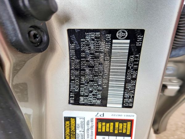 2017 TOYOTA CAMRY LE/SE/XLE/XSE — VINS