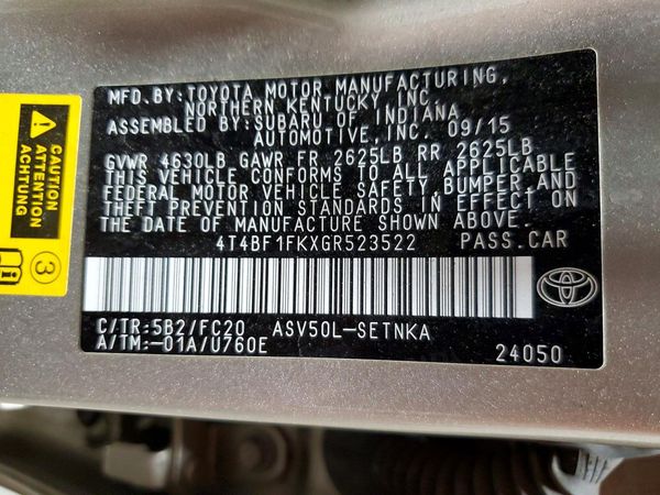 2016 TOYOTA CAMRY