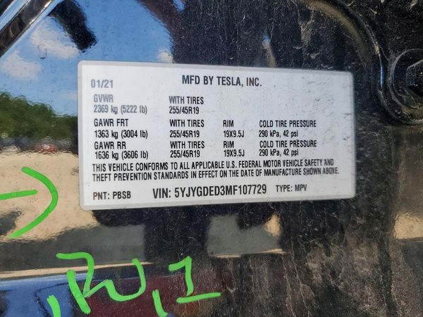 2021 TESLA MODEL Y