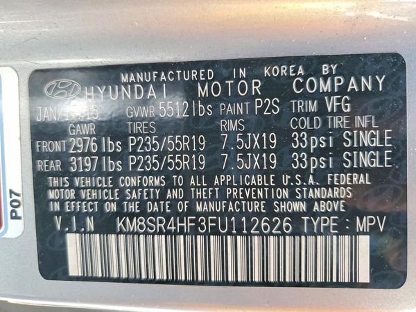 2015 HYUNDAI SANTA FE TOP