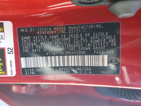 2021 TOYOTA CAMRY