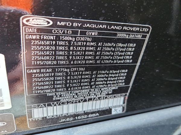 2018 LAND ROVER RANGE ROVER SPORT SE