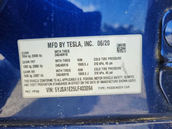 2020 TESLA MODEL S