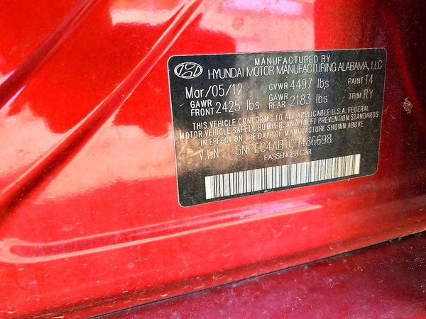 2012 HYUNDAI SONATA Middle level
