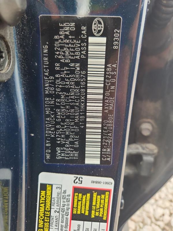 2019 TOYOTA CAMRY L/LE/SE/XLE