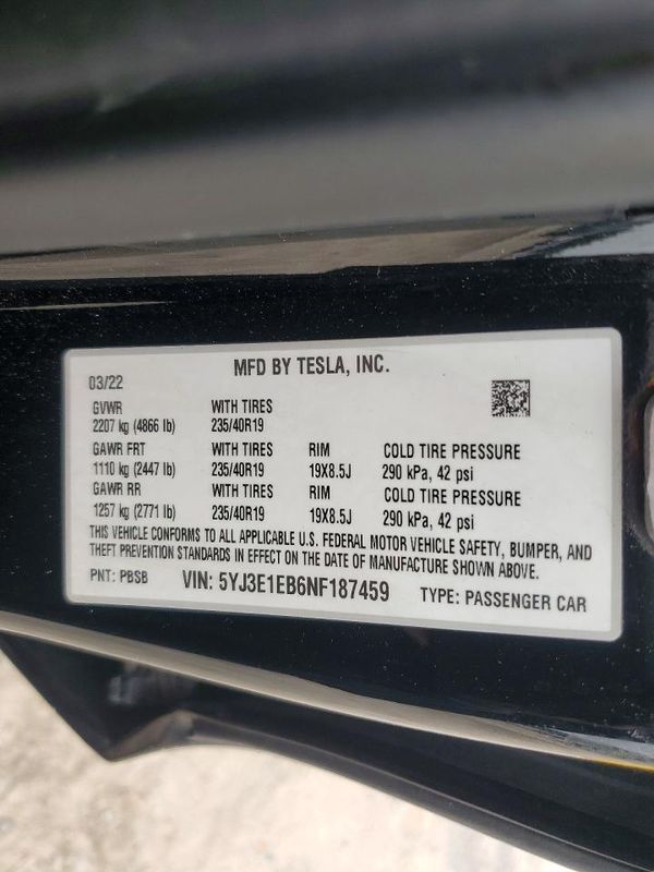 2022 TESLA MODEL 3