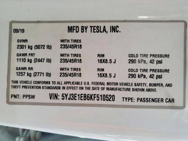 2019 TESLA MODEL 3
