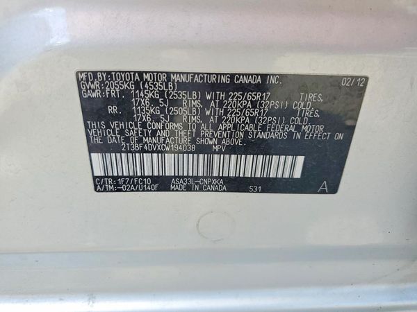 2012 TOYOTA RAV4 Standard