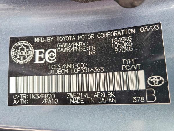 2023 TOYOTA COROLLA L, LE, SE, XLE
