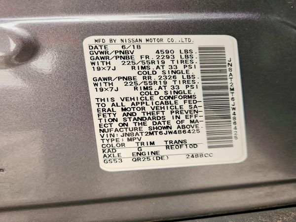 2018 NISSAN ROGUE — VINS