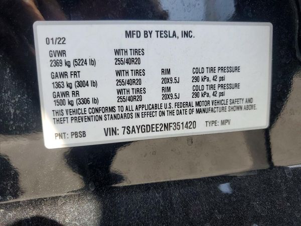 2022 TESLA MODEL Y