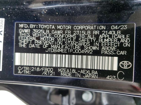 2023 TOYOTA COROLLA L, LE, SE, XLE