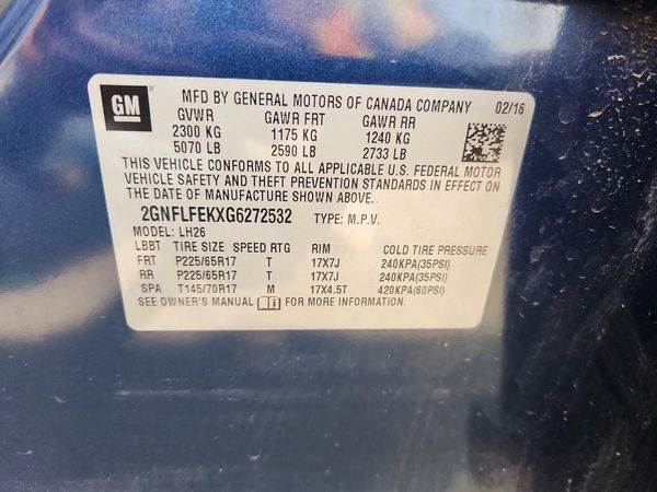 2016 CHEVROLET EQUINOX LT