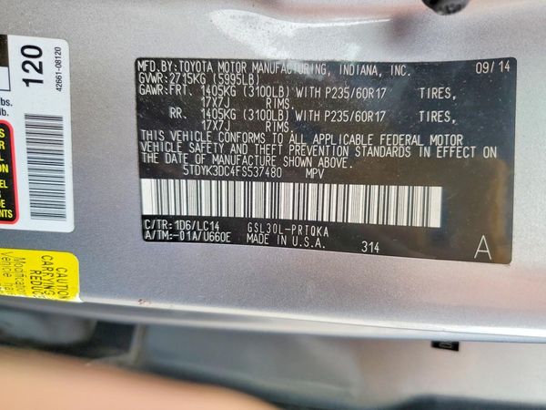 2015 TOYOTA SIENNA