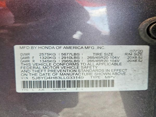 2020 ACURA MDX SH-AWD ADVANCE 6P