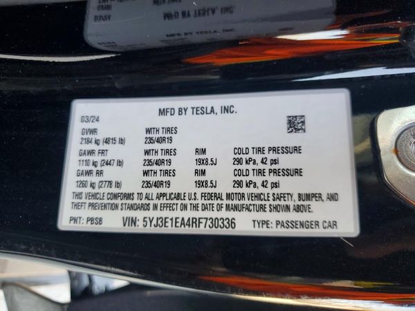 2024 TESLA MODEL 3 — VINS