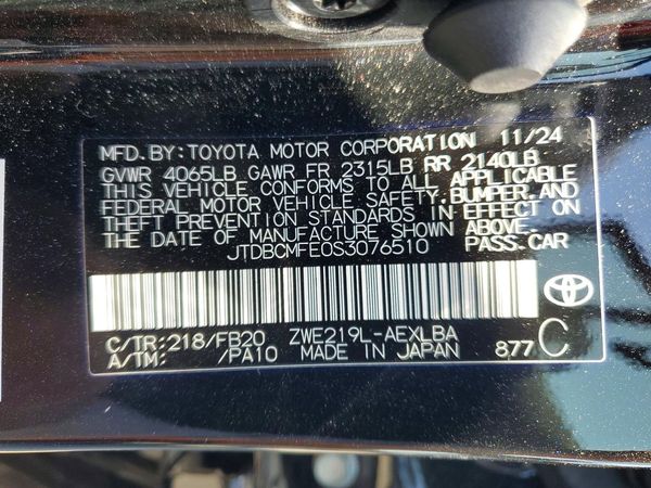 2025 TOYOTA COROLLA LE, XLE, SE — VINS