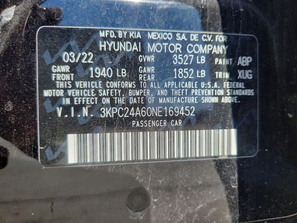 2022 HYUNDAI ACCENT SE, SEL