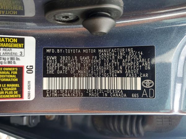 2014 TOYOTA COROLLA L/LE