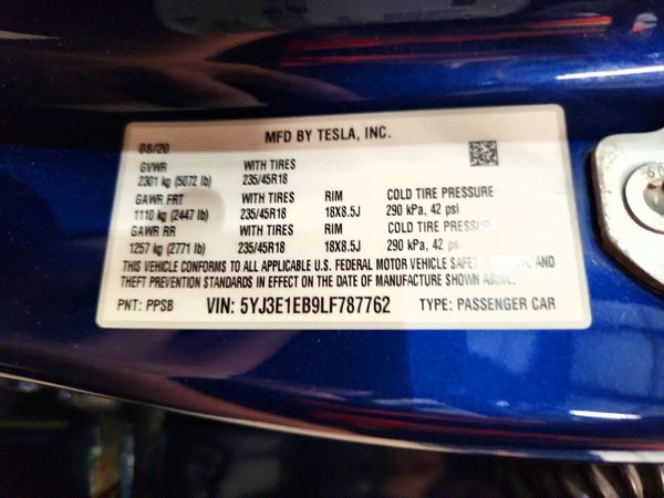 2020 TESLA MODEL 3