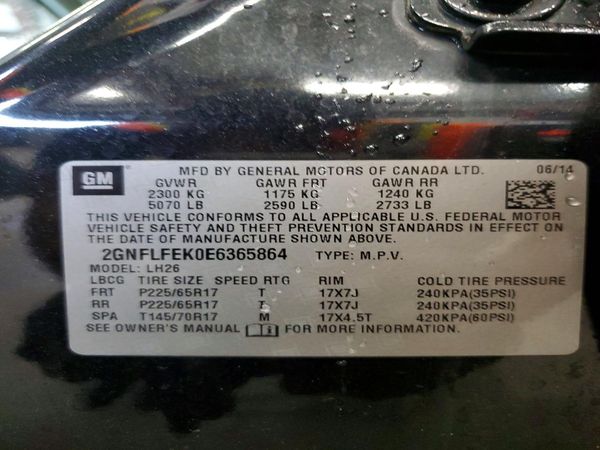 2014 CHEVROLET EQUINOX 1LT — VINS