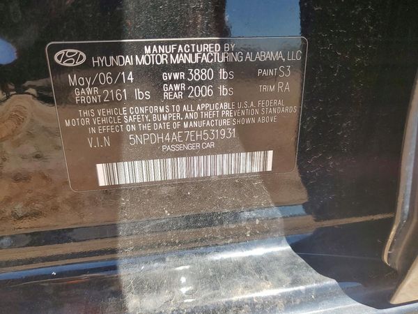 2014 HYUNDAI ELANTRA GLS(Middle) — VINS