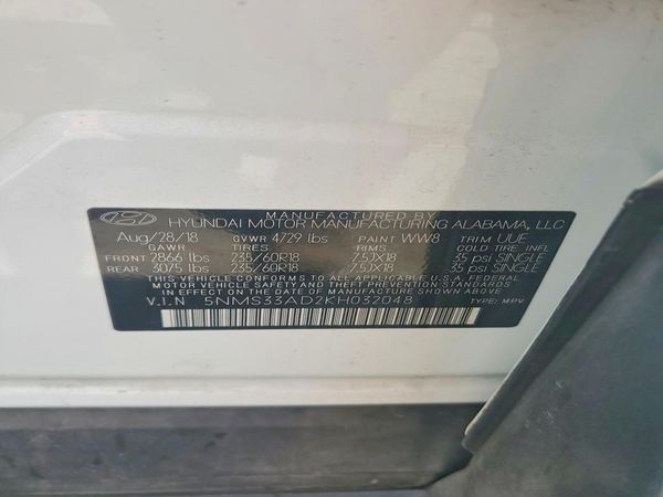 2019 HYUNDAI SANTA FE SEL, SEL Plus