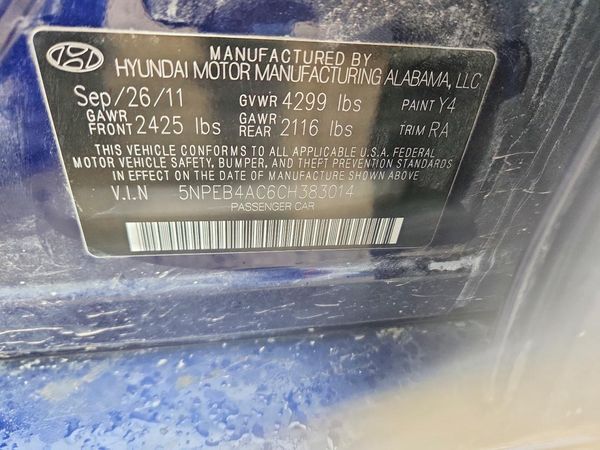 2012 HYUNDAI SONATA Middle-low level