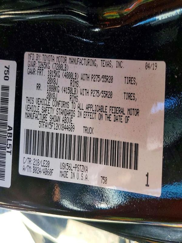 2019 TOYOTA TUNDRA Platinum Grade