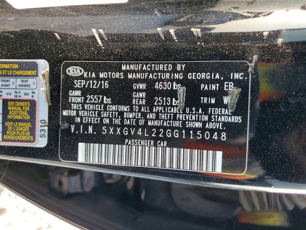 2016 KIA OPTIMA HGS