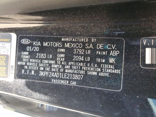 2020 KIA FORTE FE, LXS