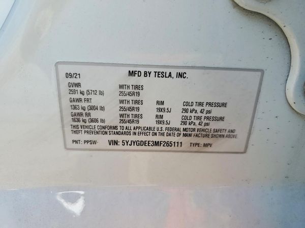 2021 TESLA MODEL Y