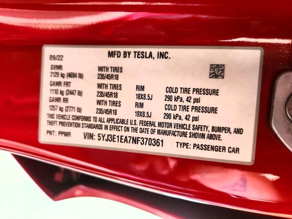 2022 TESLA MODEL 3