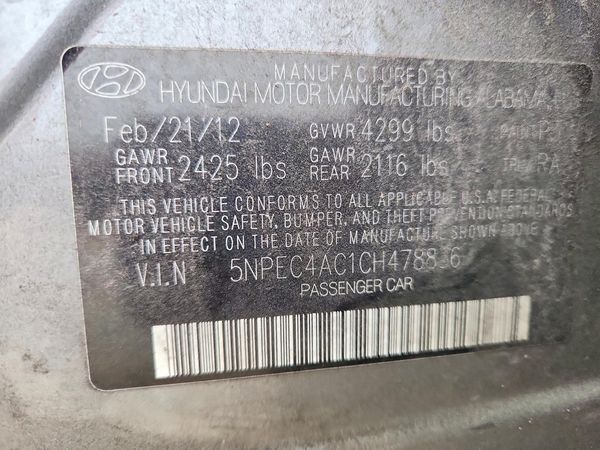 2012 HYUNDAI SONATA