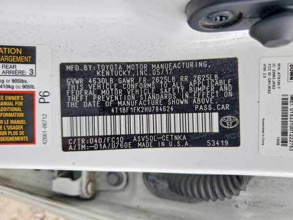 2017 TOYOTA CAMRY LE/SE/XLE/XSE