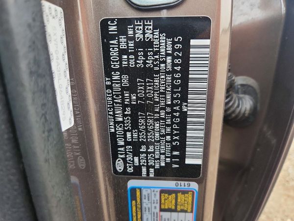 2020 KIA SORENTO L, LX, S