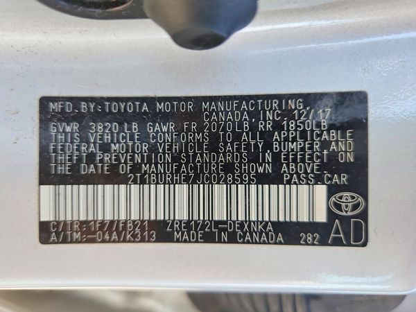 2018 TOYOTA COROLLA L/LE/SE/XLE/XSE