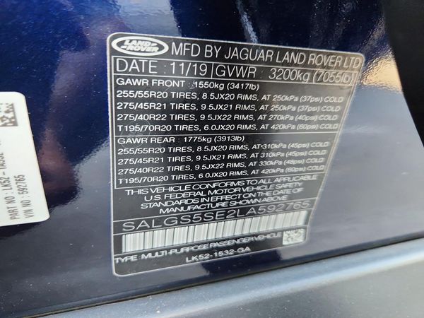 2020 LAND ROVER RANGE ROVER P525 HSE LWB