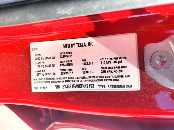 2019 TESLA MODEL 3