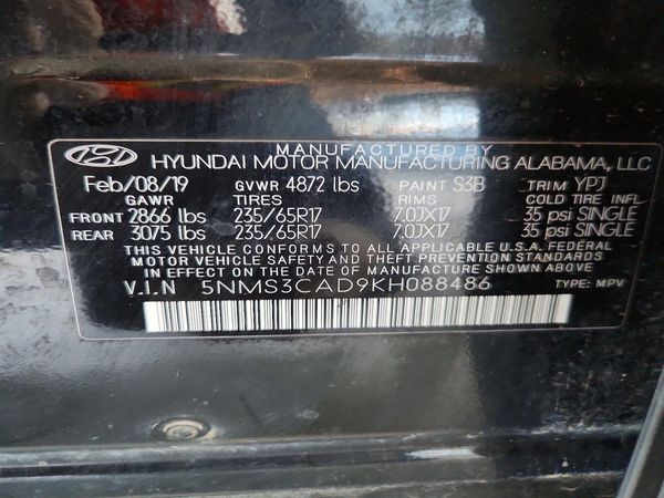 2019 HYUNDAI SANTA FE SEL, SEL Plus