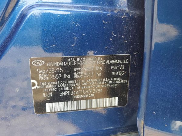 2016 HYUNDAI SONATA — VINS