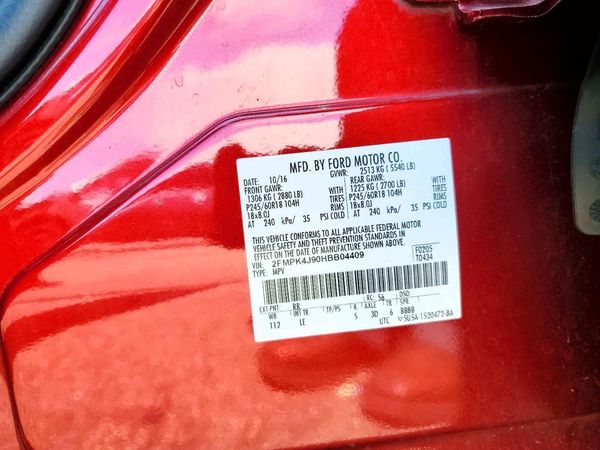 2017 FORD EDGE SEL — VINS