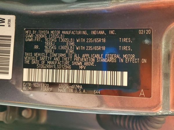 2020 TOYOTA HIGHLANDER XLE