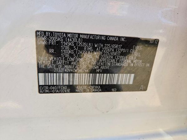 2012 TOYOTA RAV4 Standard — VINS